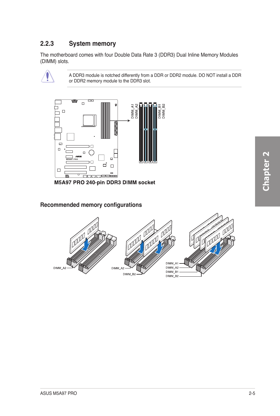 3 system memory, System memory -5, Chapter 2 | Asus M5A97 PRO User Manual | Page 23 / 128