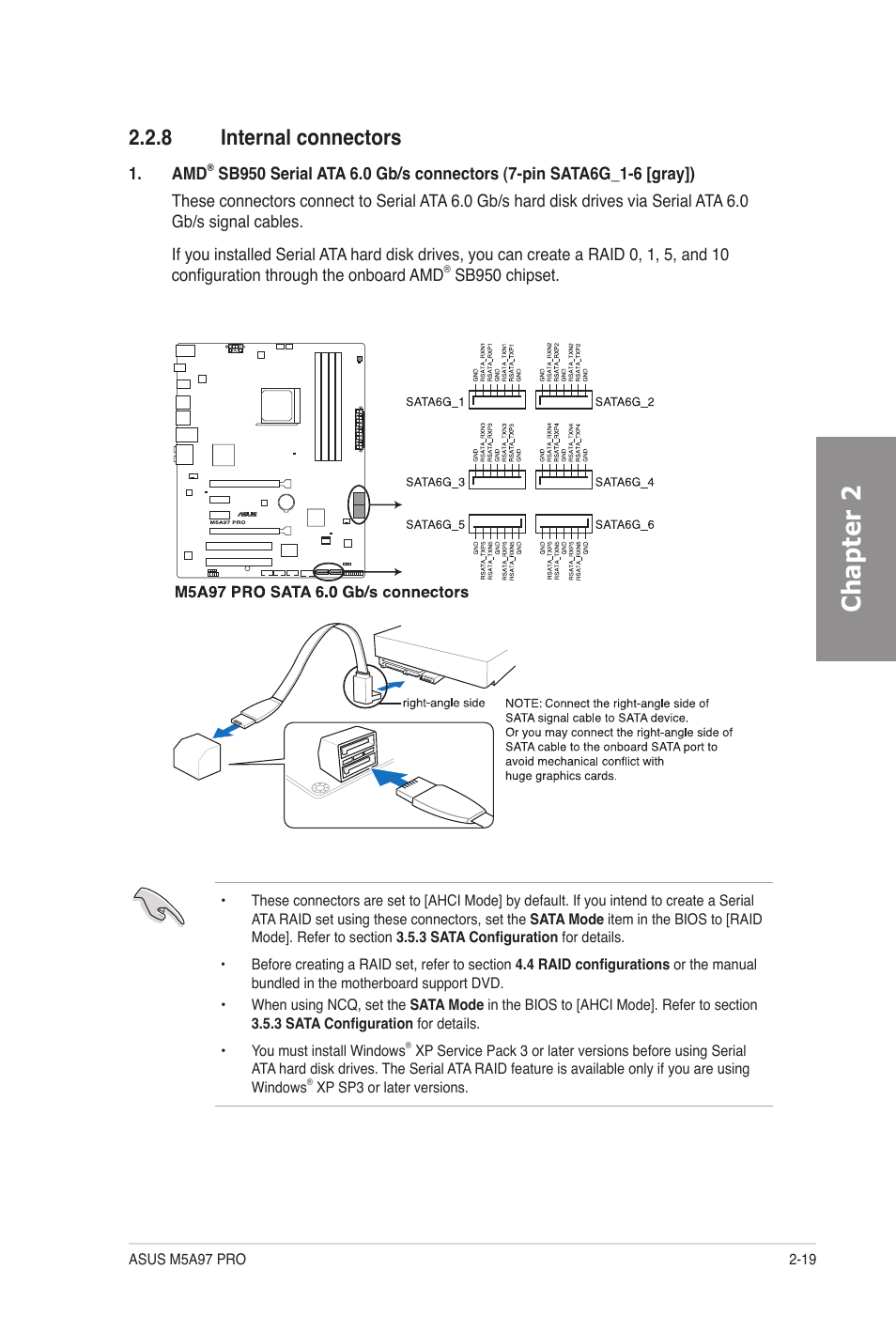 8 internal connectors, Internal connectors -19, Chapter 2 | Asus M5A97 PRO User Manual | Page 37 / 128