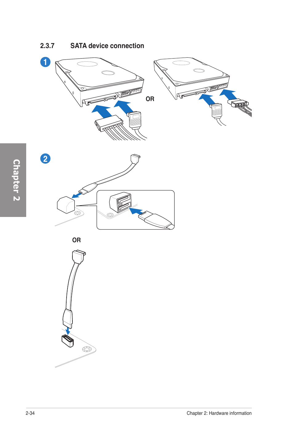 7 sata device connection, Sata device connection -34, Chapter 2 | Asus M5A97 PRO User Manual | Page 52 / 128