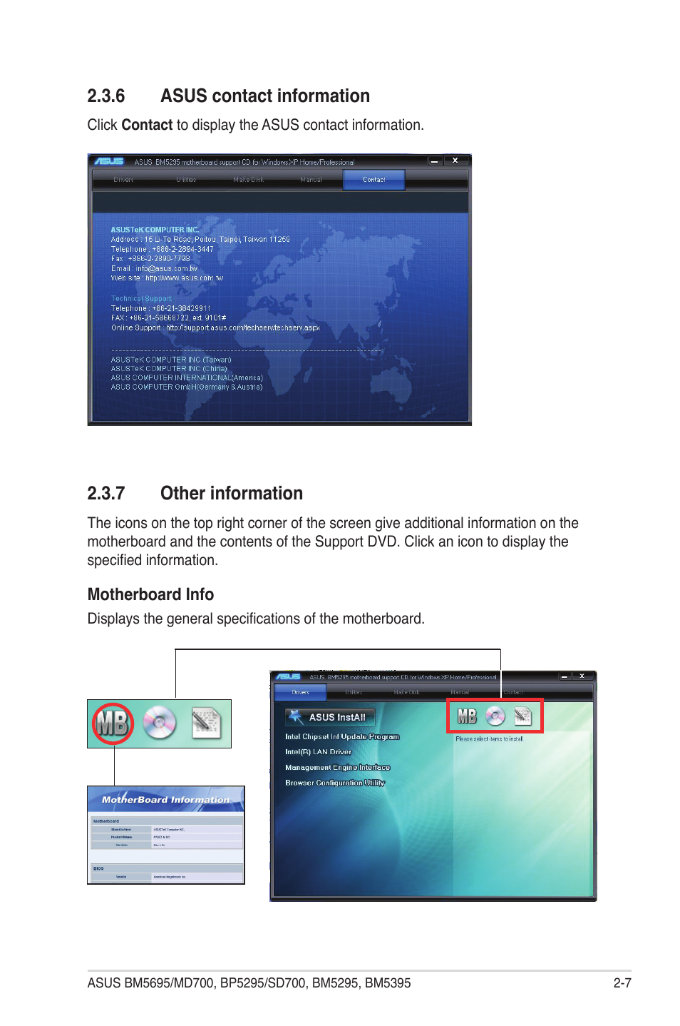 6 asus contact information, 7 other information, Asus contact information -7 | Other information -7 | Asus BP5295 User Manual | Page 23 / 35