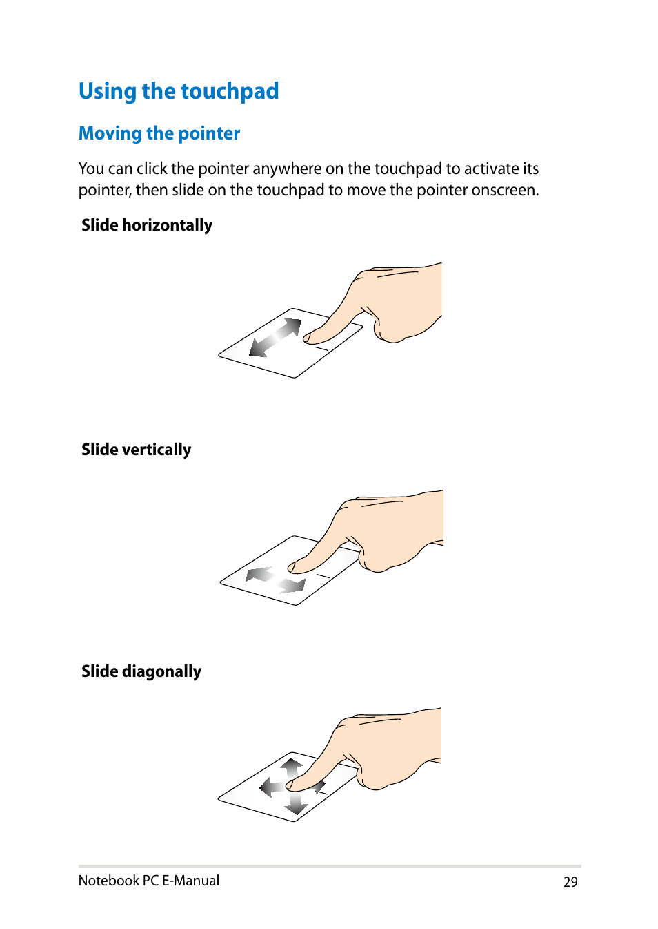 Using the touchpad | Asus T100TA User Manual | Page 29 / 96