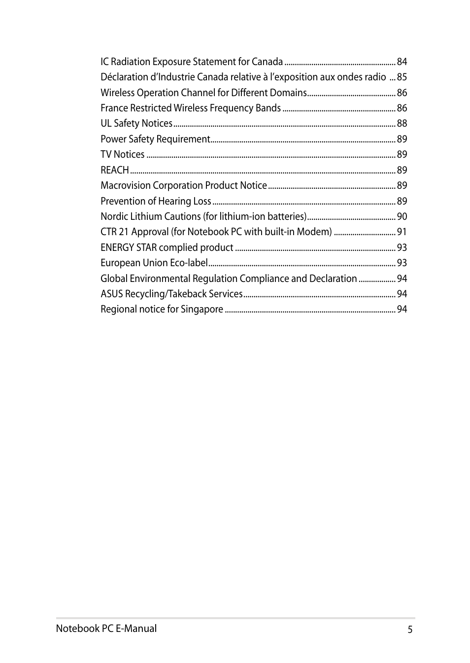 Asus T100TA User Manual | Page 5 / 96