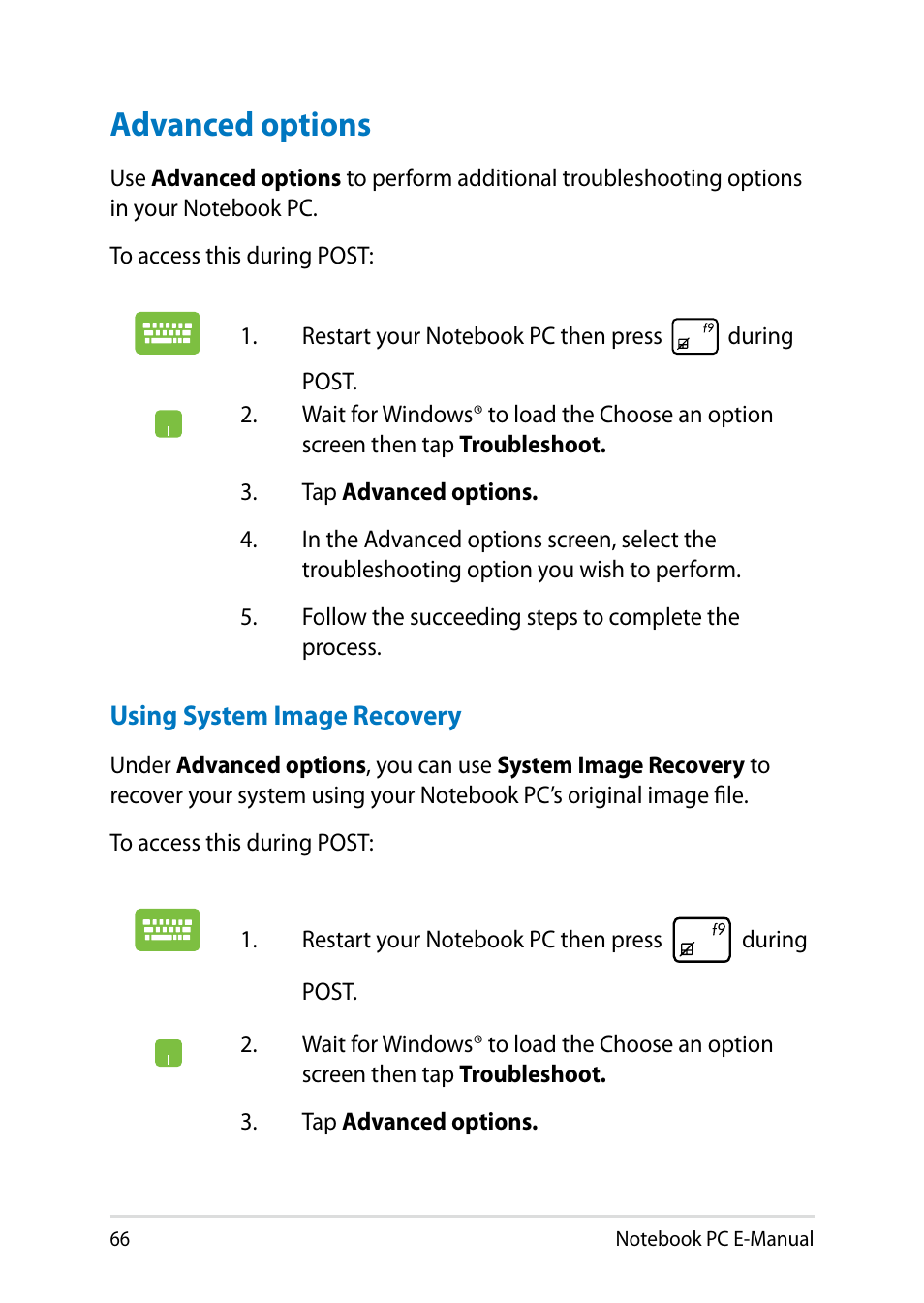 Advanced options | Asus T100TA User Manual | Page 66 / 96