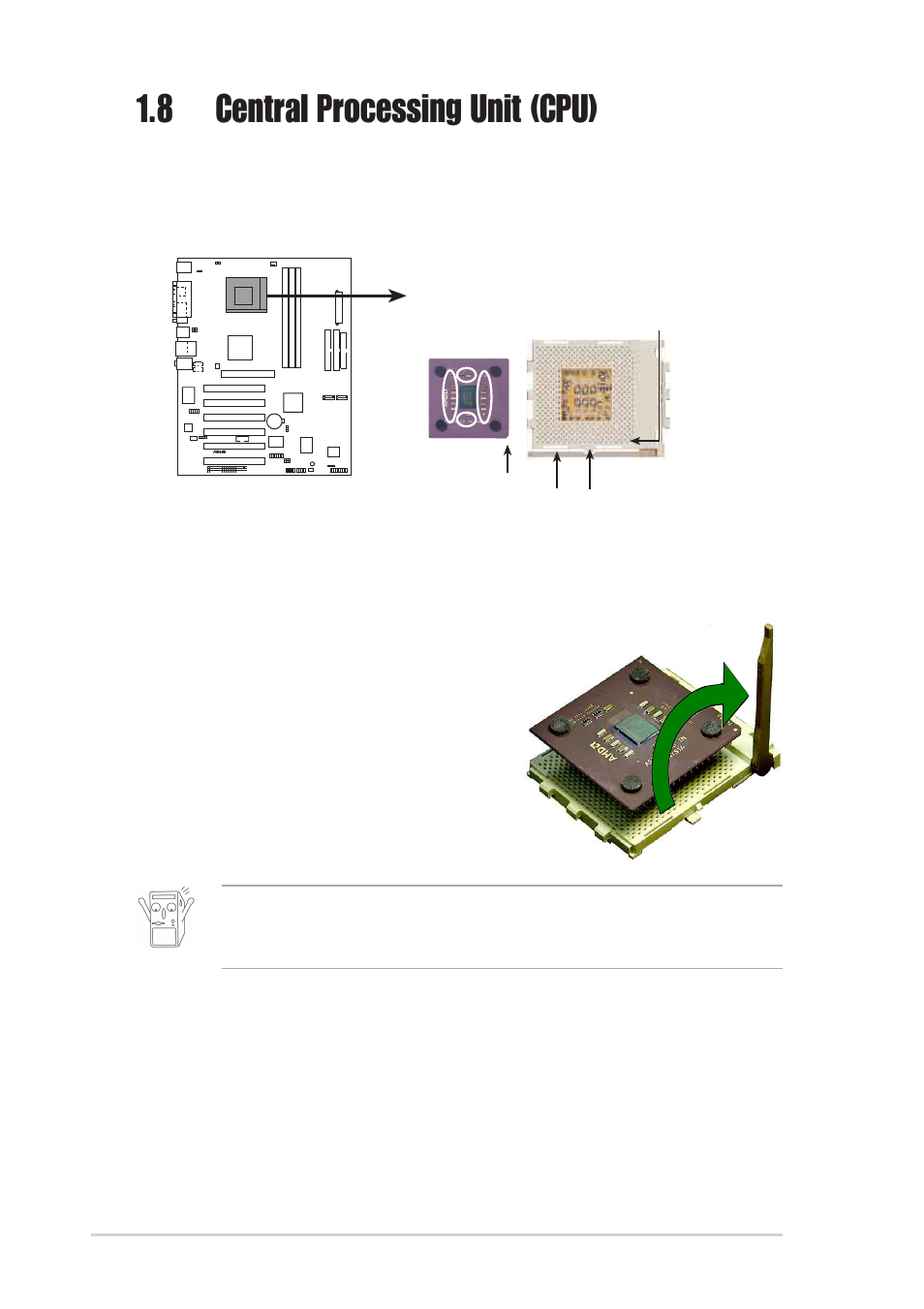 8 central processing unit (cpu), 1 installing the cpu | Asus A7V600 User Manual | Page 22 / 82