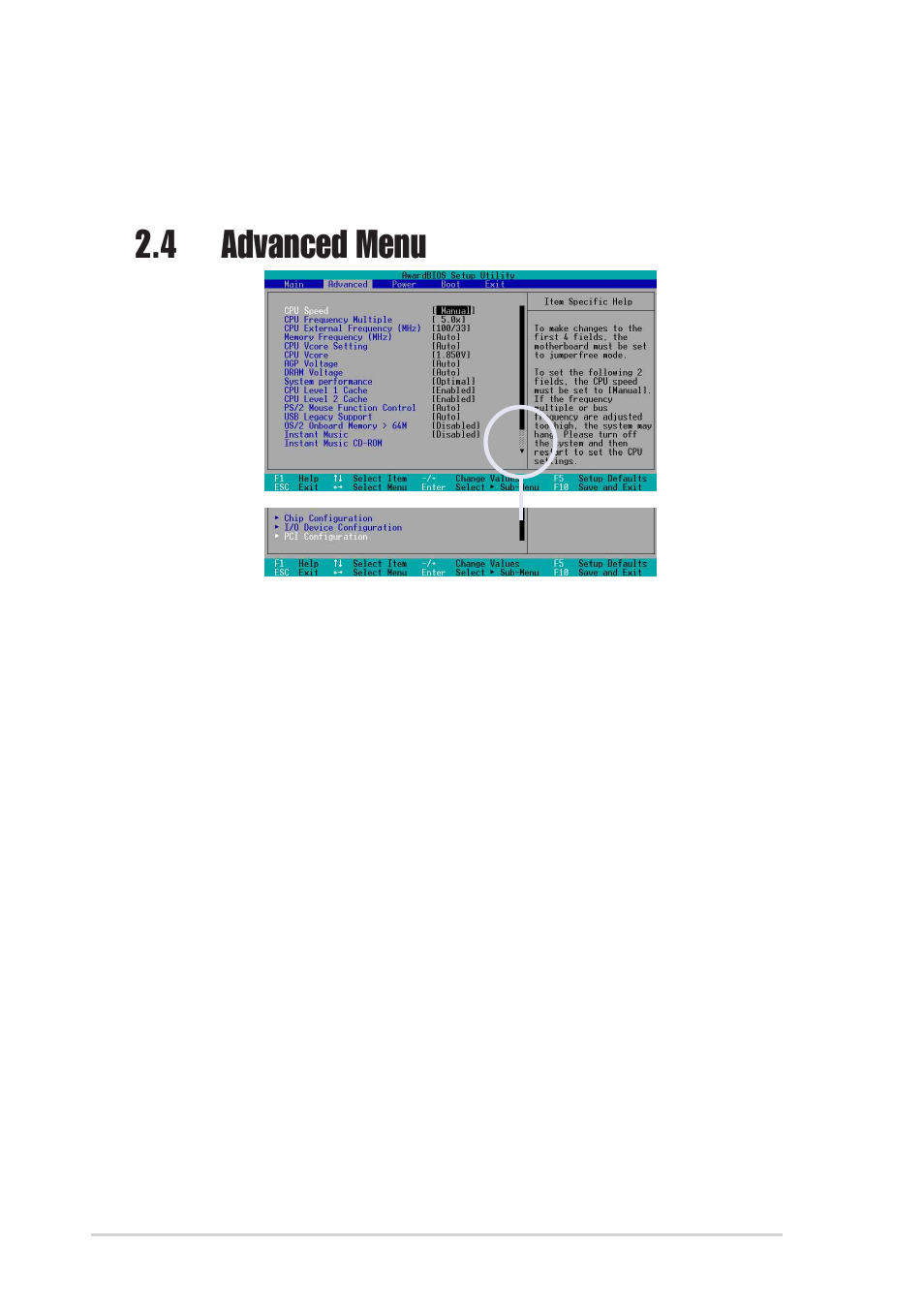 4 advanced menu | Asus A7V600 User Manual | Page 52 / 82