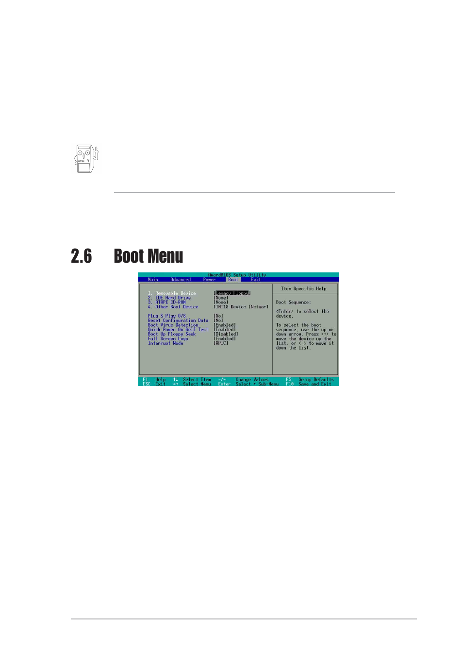 6 boot menu | Asus A7V600 User Manual | Page 63 / 82