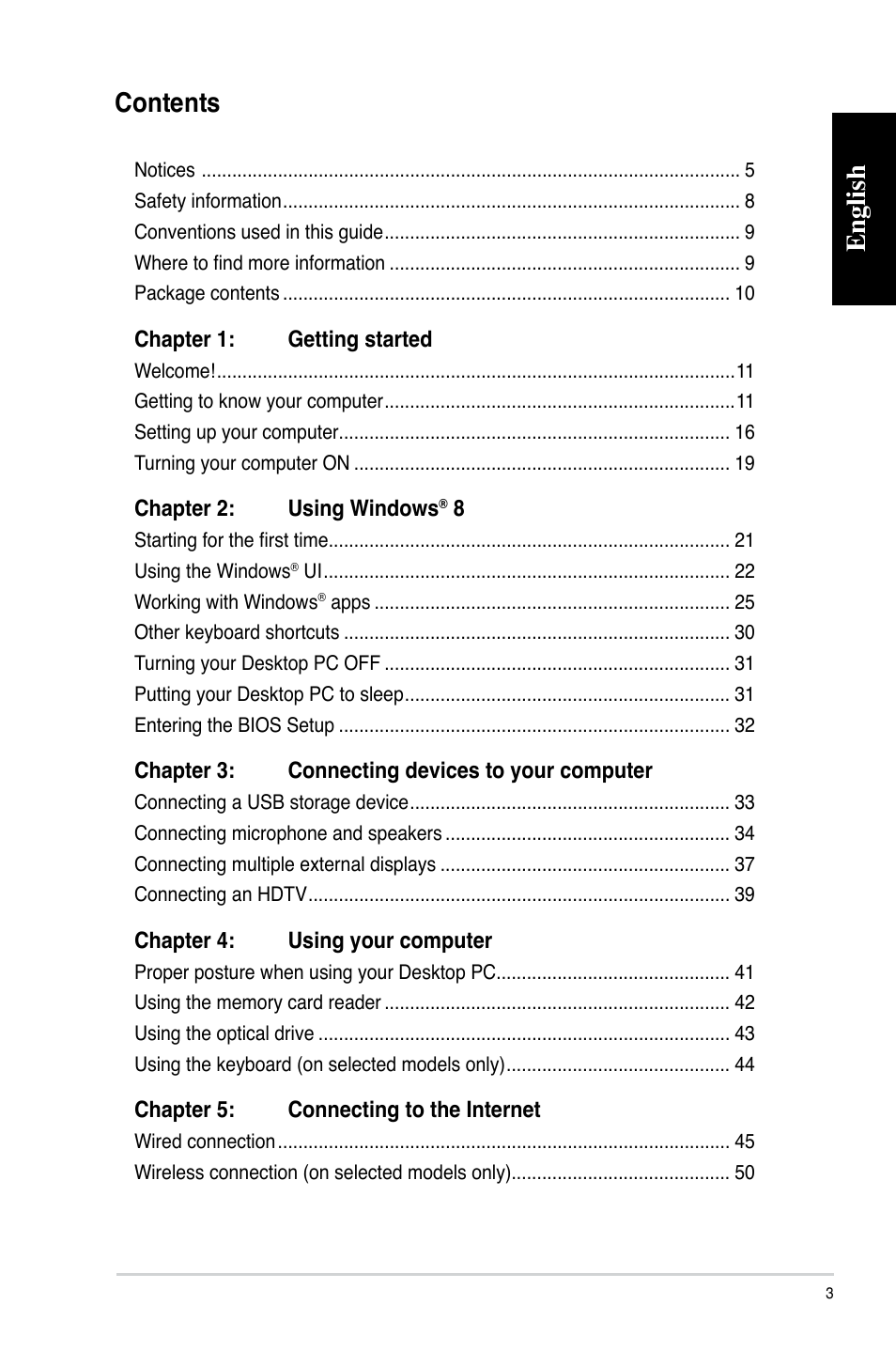 English, English contents | Asus CG8270 User Manual | Page 3 / 72