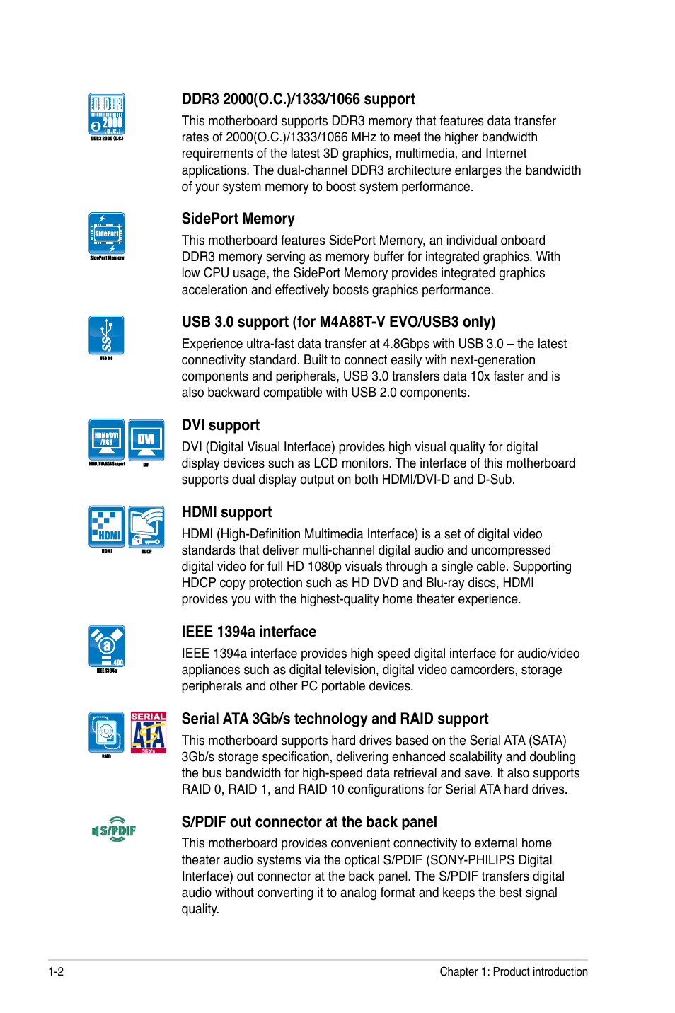 Asus M4A88T-V EVO/USB3 User Manual | Page 14 / 84