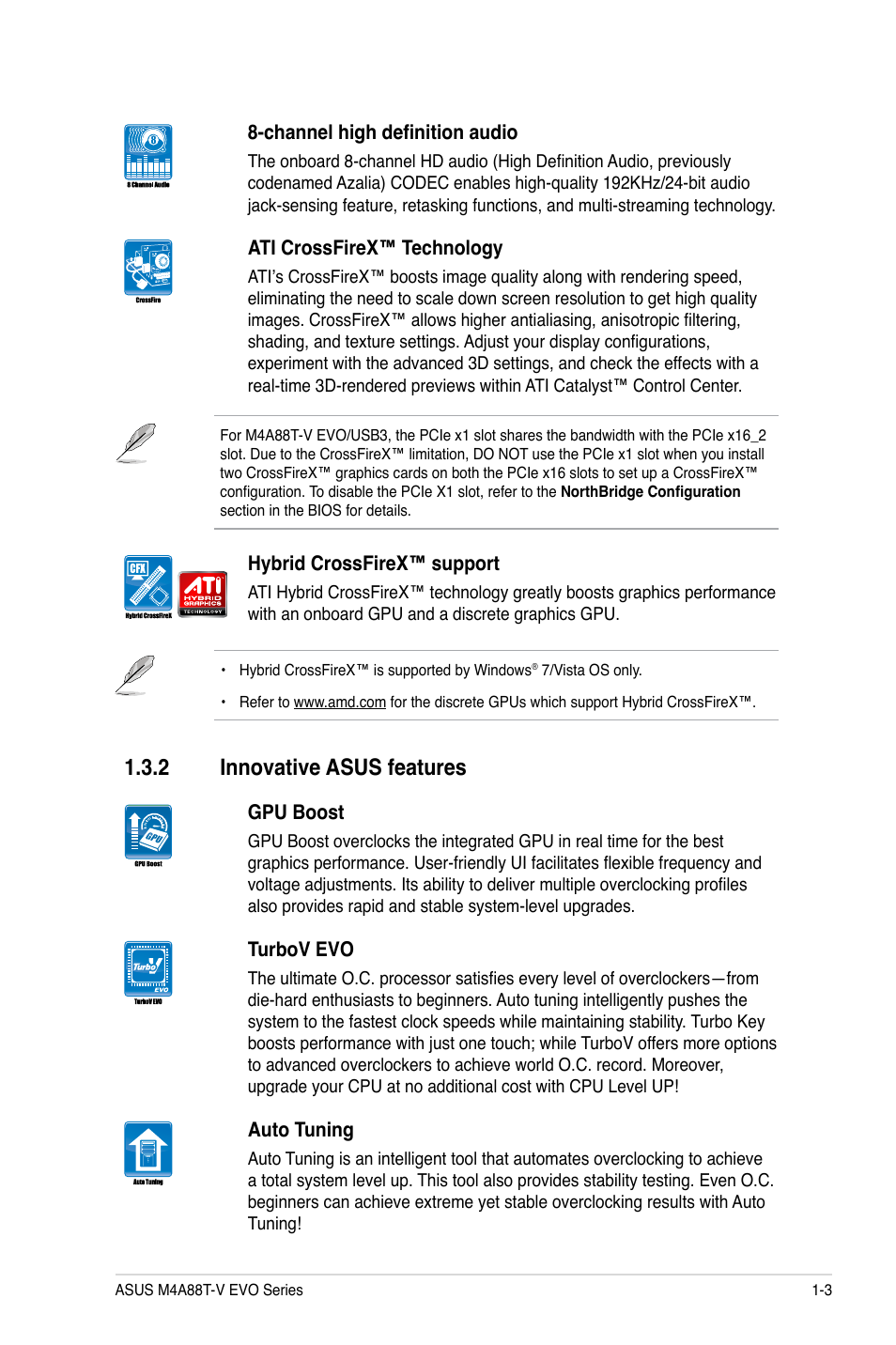 2 innovative asus features, Innovative asus features -3 | Asus M4A88T-V EVO/USB3 User Manual | Page 15 / 84