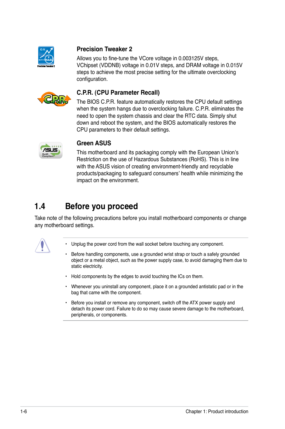 4 before you proceed, Before you proceed -6 | Asus M4A88T-V EVO/USB3 User Manual | Page 18 / 84