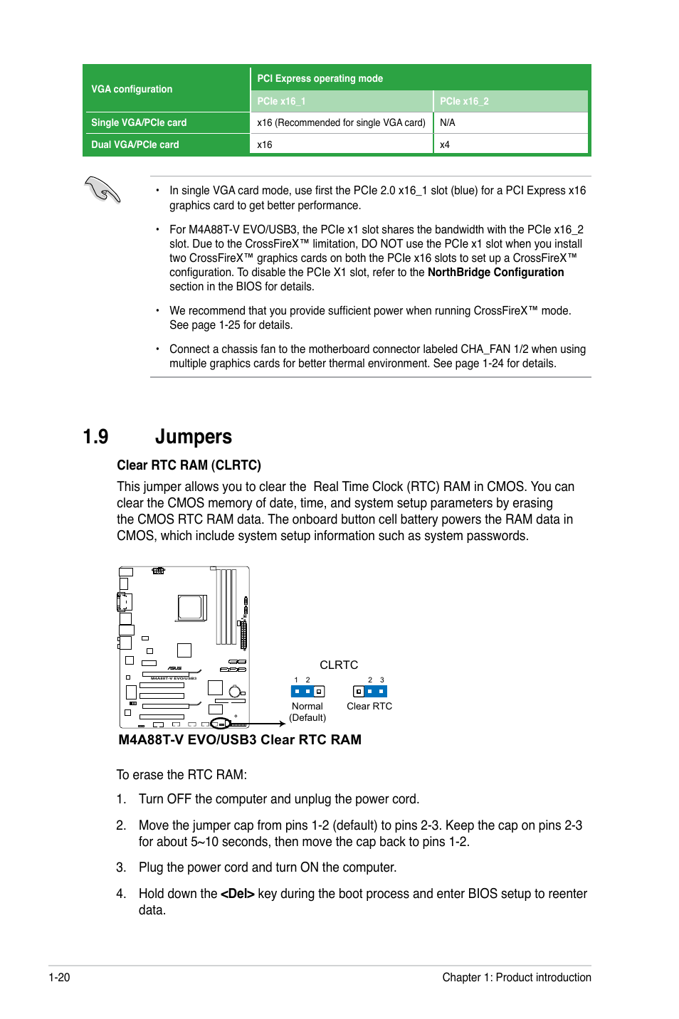 9 jumpers, Jumpers -20 | Asus M4A88T-V EVO/USB3 User Manual | Page 32 / 84