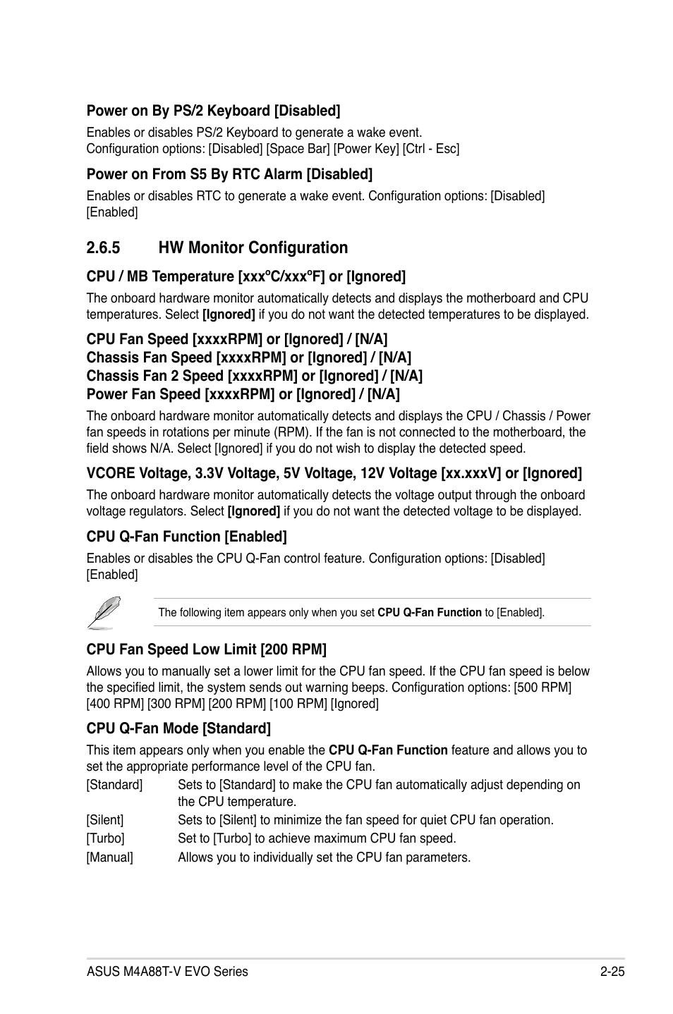 5 hw monitor configuration, Hw monitor configuration -25 | Asus M4A88T-V EVO/USB3 User Manual | Page 75 / 84