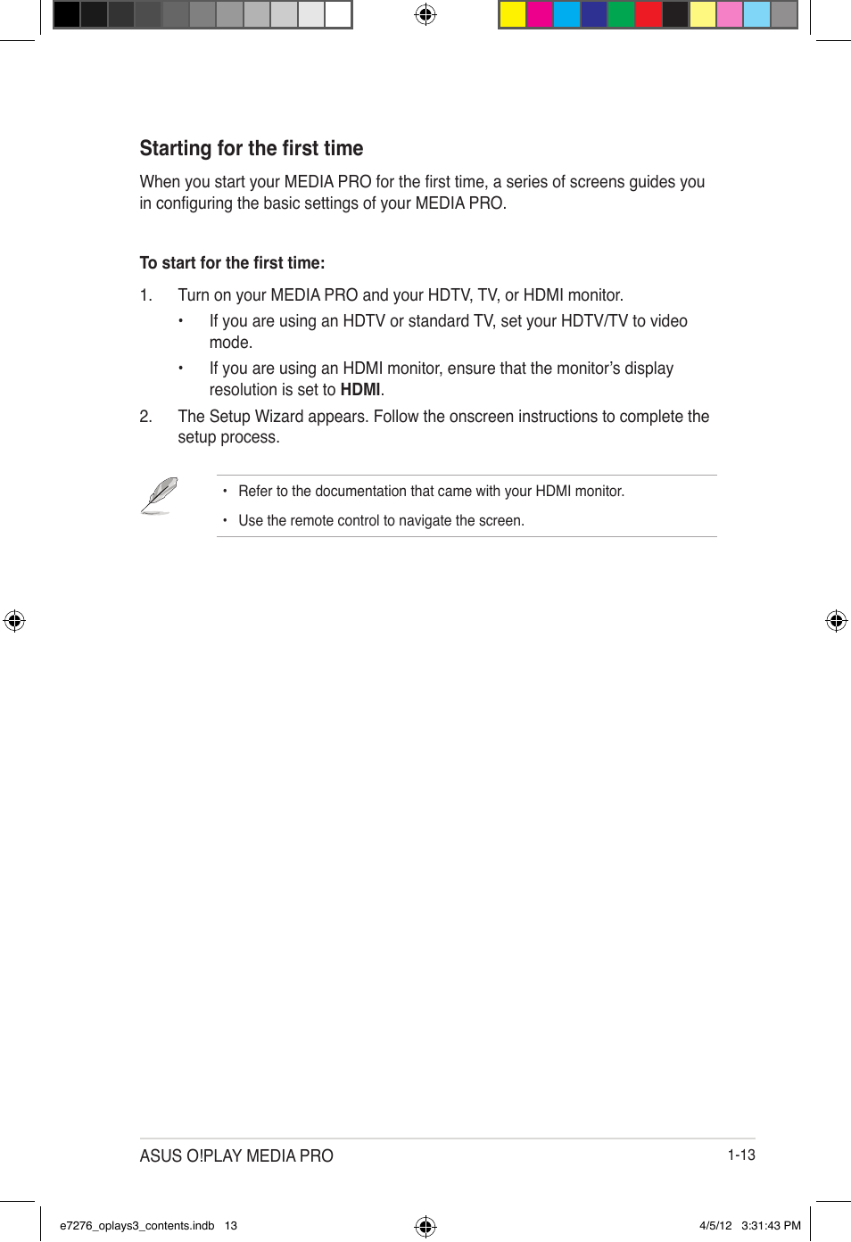 Starting for the first time | Asus O!Play Media Pro User Manual | Page 23 / 72