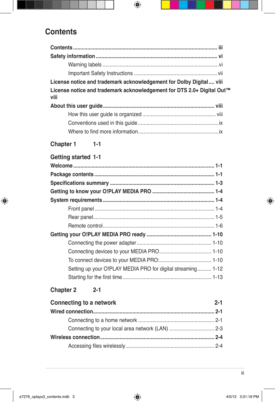 Asus O!Play Media Pro User Manual | Page 3 / 72