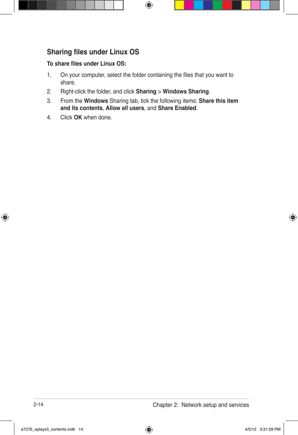 Sharing files under linux os | Asus O!Play Media Pro User Manual | Page 38 / 72