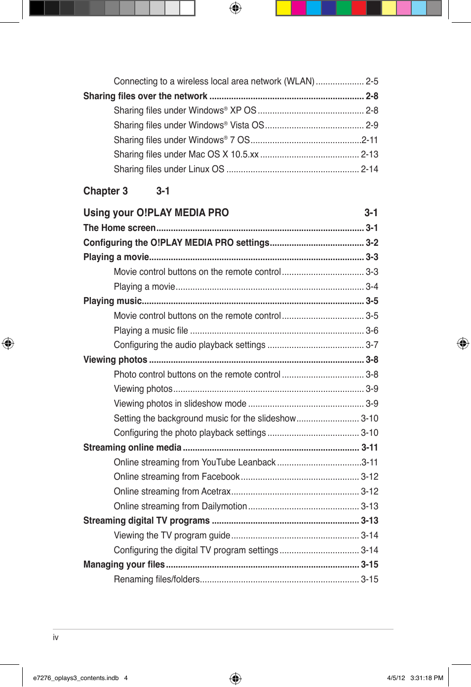 Asus O!Play Media Pro User Manual | Page 4 / 72