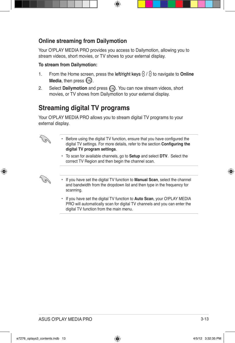 Streaming digital tv programs, Online streaming from dailymotion | Asus O!Play Media Pro User Manual | Page 51 / 72