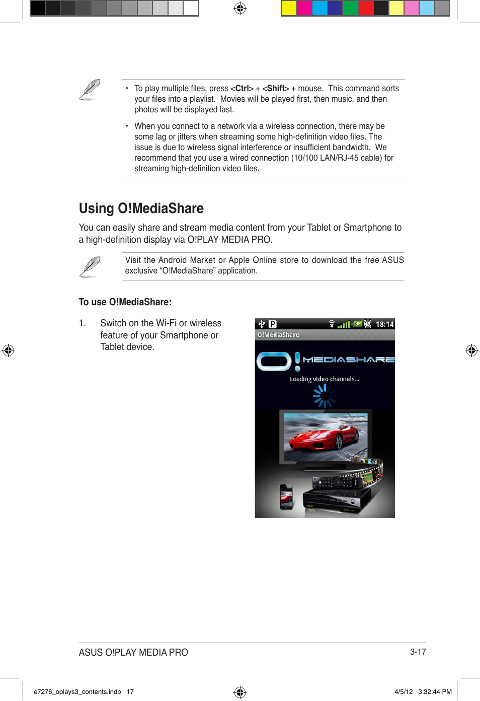 Using o!mediashare | Asus O!Play Media Pro User Manual | Page 55 / 72