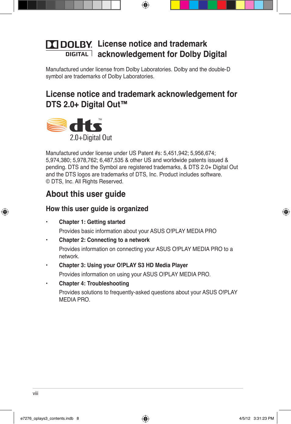 Asus O!Play Media Pro User Manual | Page 8 / 72