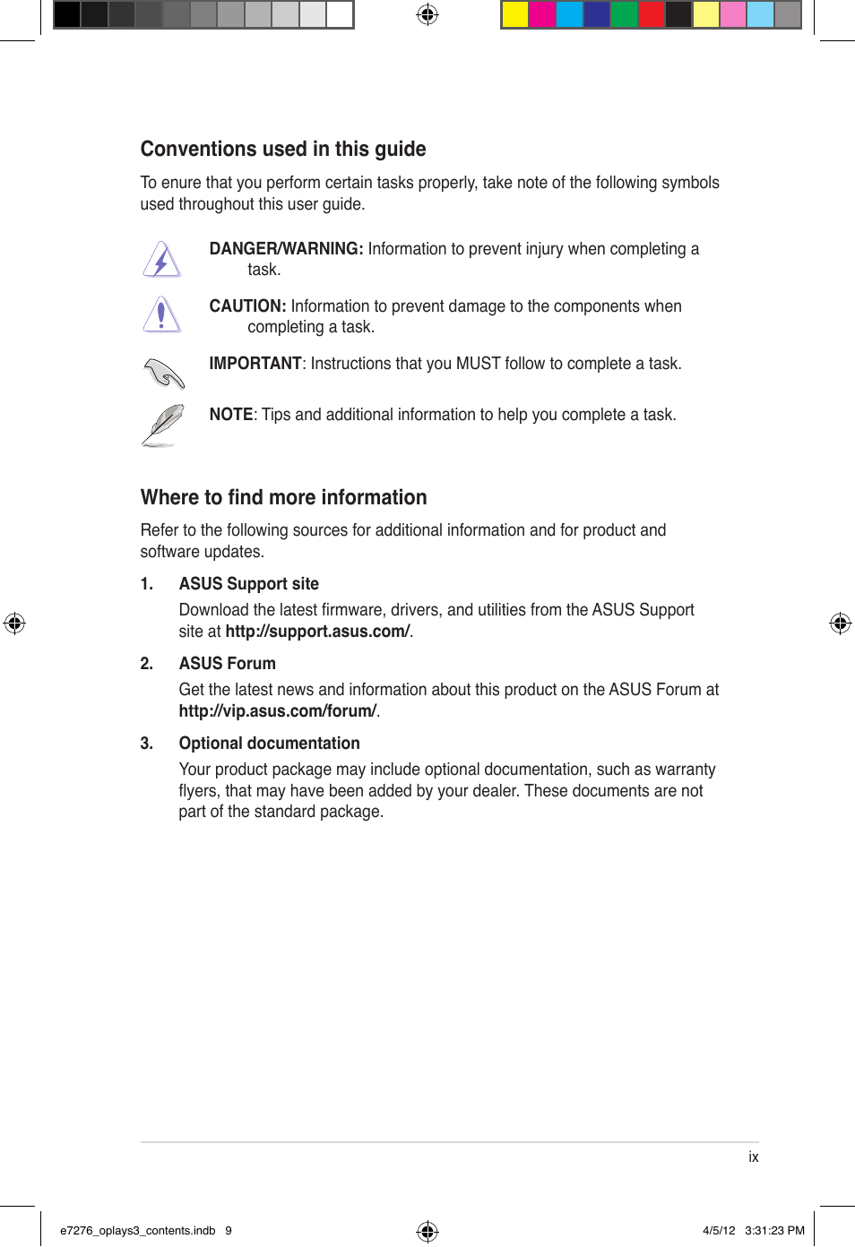 Where to find more information, Conventions used in this guide | Asus O!Play Media Pro User Manual | Page 9 / 72