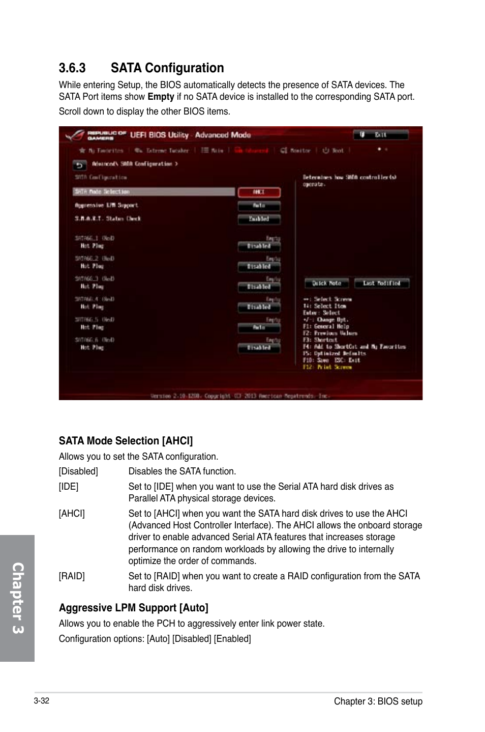 3 sata configuration, Sata configuration -32, Chapter 3 | Asus MAXIMUS VI FORMULA User Manual | Page 122 / 212