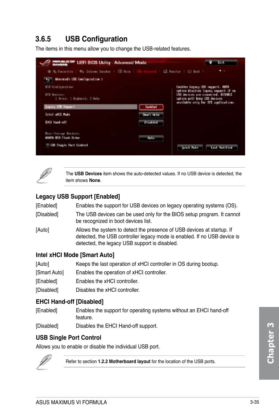 5 usb configuration, Usb configuration -35, Chapter 3 | Asus MAXIMUS VI FORMULA User Manual | Page 125 / 212