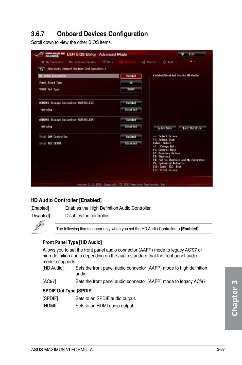 7 onboard devices configuration, Onboard devices configuration -37, Chapter 3 | Asus MAXIMUS VI FORMULA User Manual | Page 127 / 212