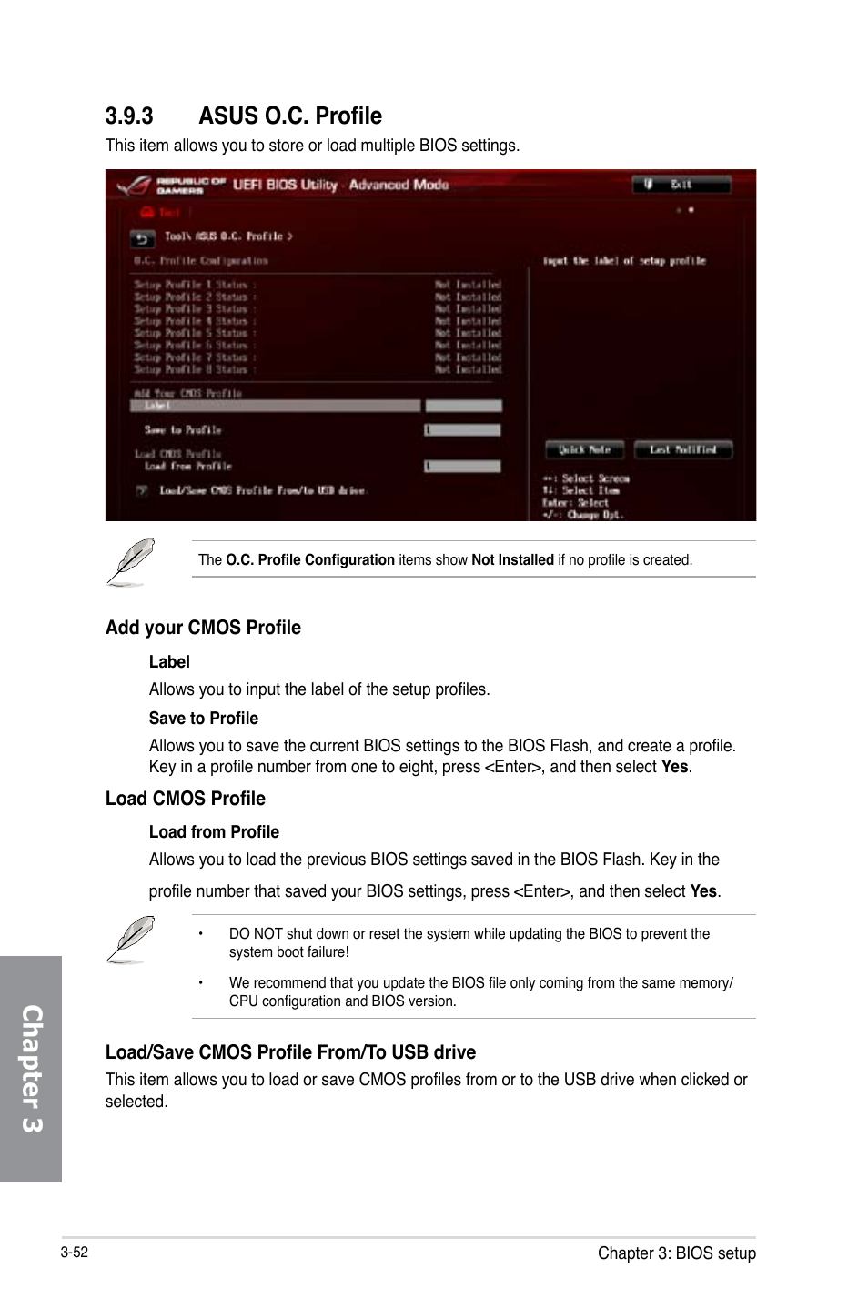 3 asus o.c. profile, Asus o.c. profile -52, Chapter 3 | Asus MAXIMUS VI FORMULA User Manual | Page 142 / 212