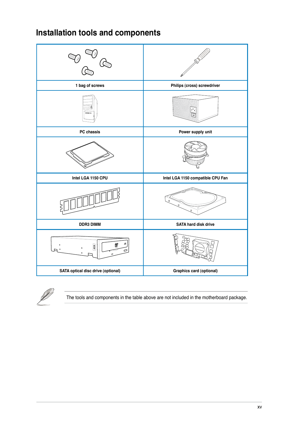 Installation tools and components | Asus MAXIMUS VI FORMULA User Manual | Page 15 / 212