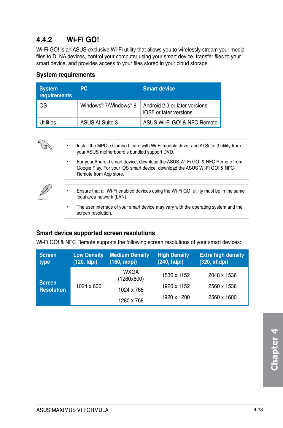 2 wi-fi go, Wi-fi go! -13, Chapter 4 | Asus MAXIMUS VI FORMULA User Manual | Page 165 / 212