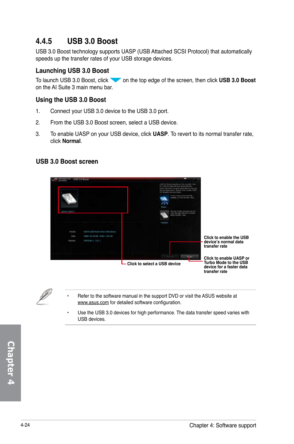 5 usb 3.0 boost, Usb 3.0 boost -24, Chapter 4 | Asus MAXIMUS VI FORMULA User Manual | Page 176 / 212