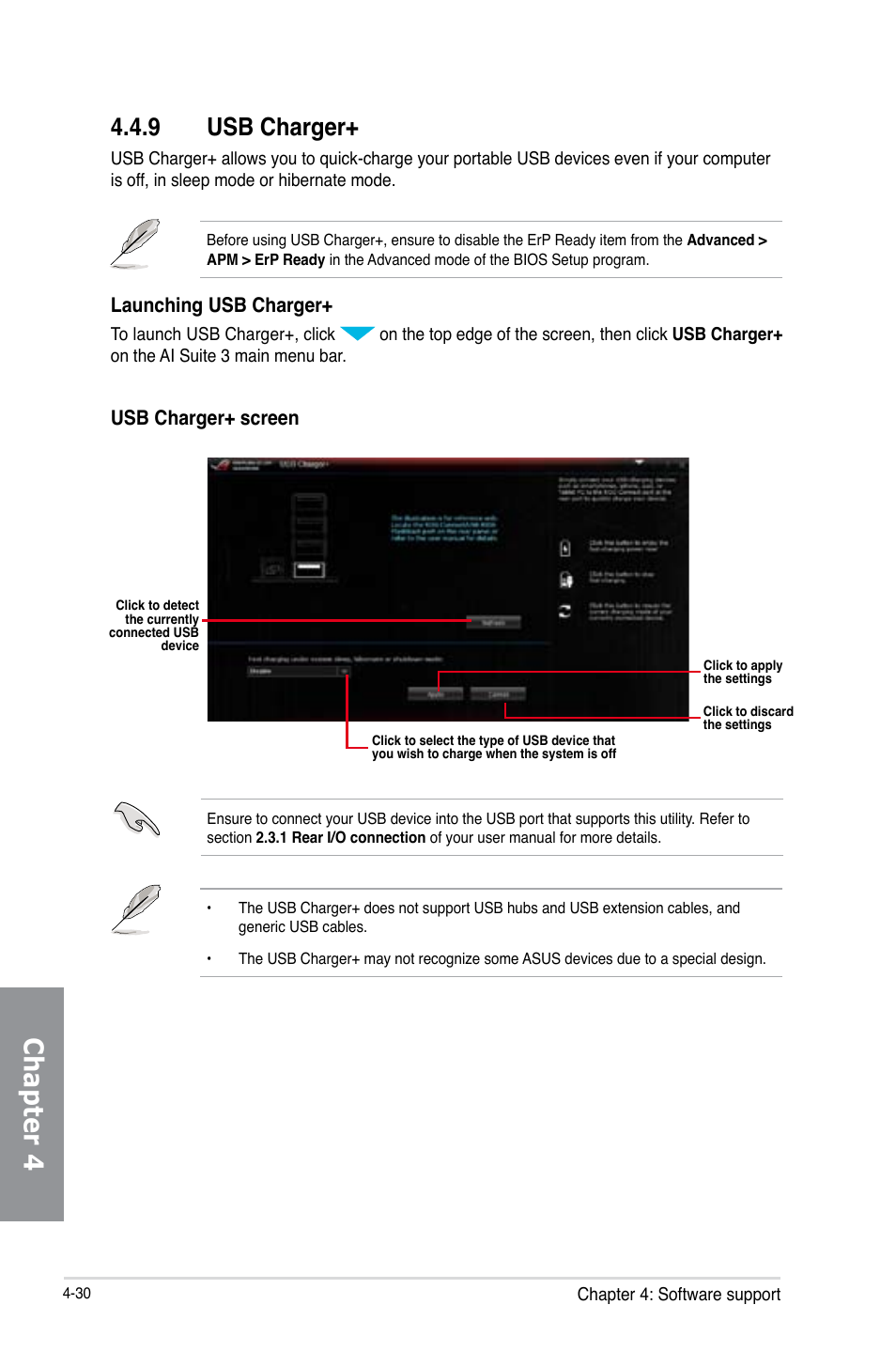 9 usb charger, Usb charger+ -30, Chapter 4 | Launching usb charger, Usb charger+ screen | Asus MAXIMUS VI FORMULA User Manual | Page 182 / 212