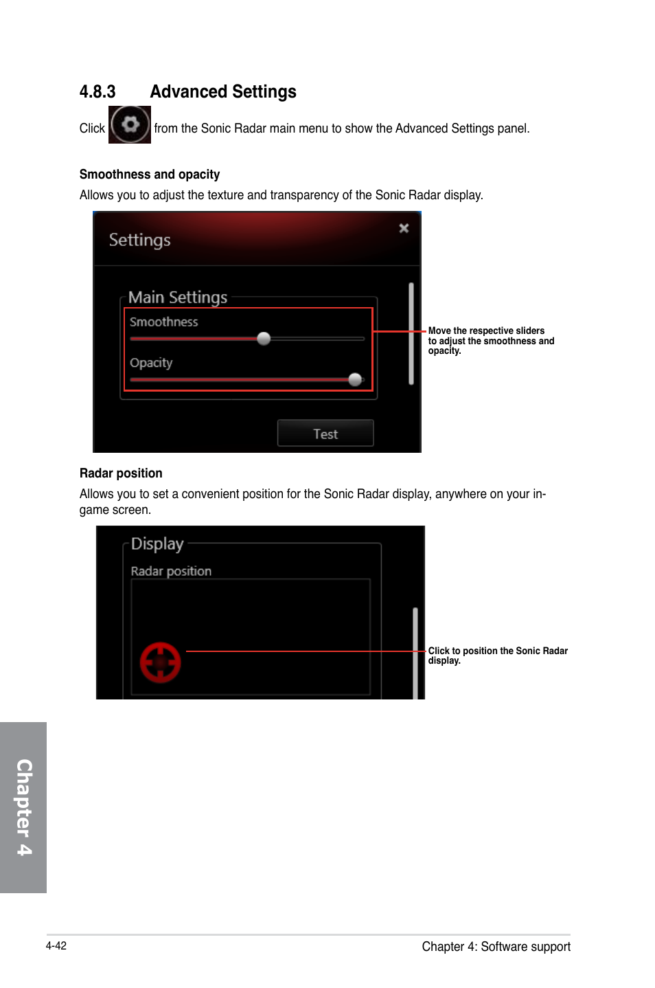 3 advanced settings, Advanced settings -42, Chapter 4 | Asus MAXIMUS VI FORMULA User Manual | Page 194 / 212