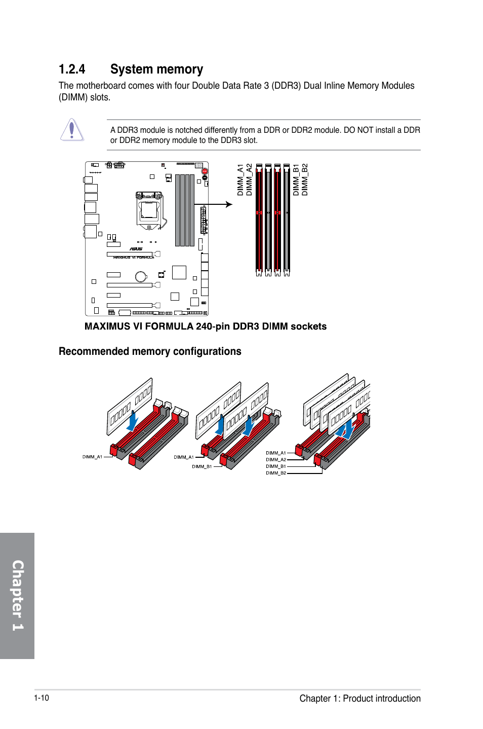 4 system memory, System memory -10, Chapter 1 | Asus MAXIMUS VI FORMULA User Manual | Page 26 / 212