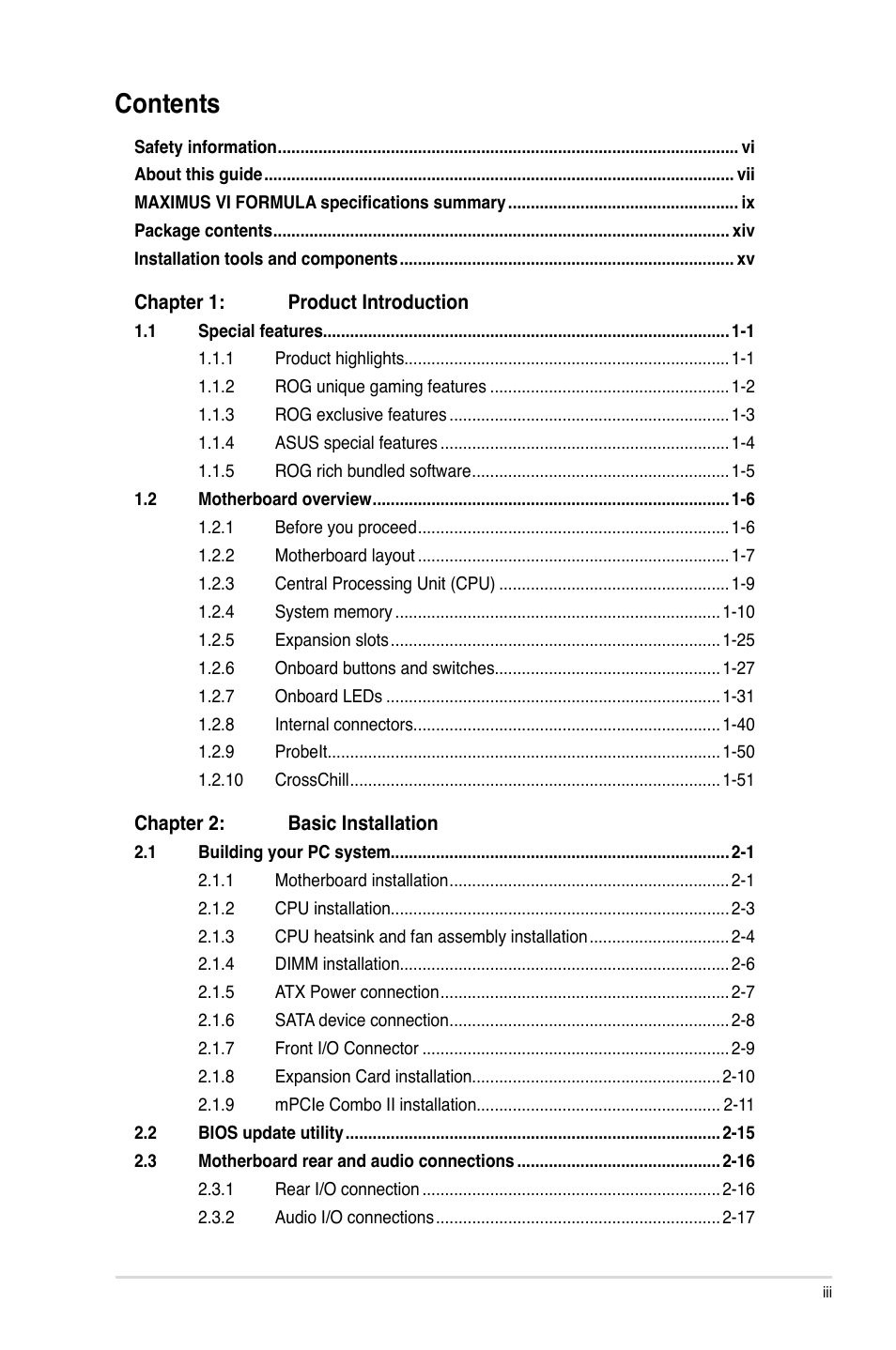 Asus MAXIMUS VI FORMULA User Manual | Page 3 / 212