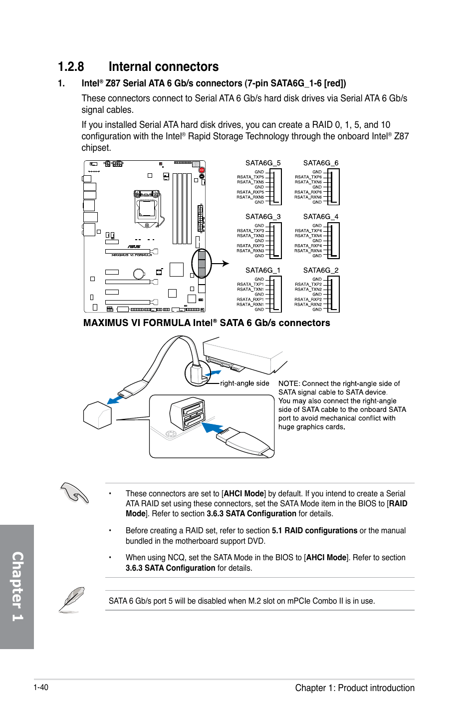 8 internal connectors, Internal connectors -40, Chapter 1 | Asus MAXIMUS VI FORMULA User Manual | Page 56 / 212