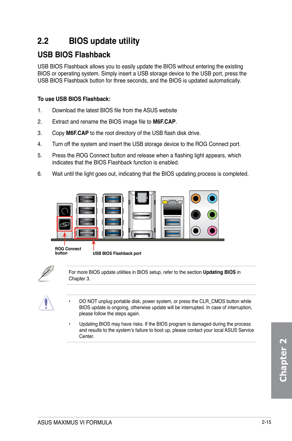 2 bios update utility, Bios update utility -15, Chapter 2 2.2 bios update utility | Usb bios flashback | Asus MAXIMUS VI FORMULA User Manual | Page 83 / 212