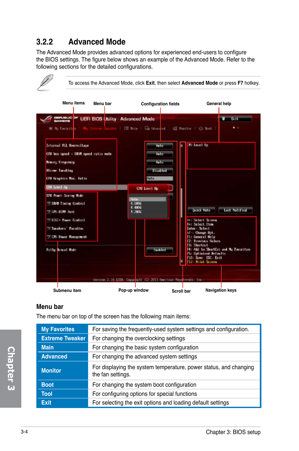 2 advanced mode, Advanced mode -4, Chapter 3 | Asus MAXIMUS VI FORMULA User Manual | Page 94 / 212