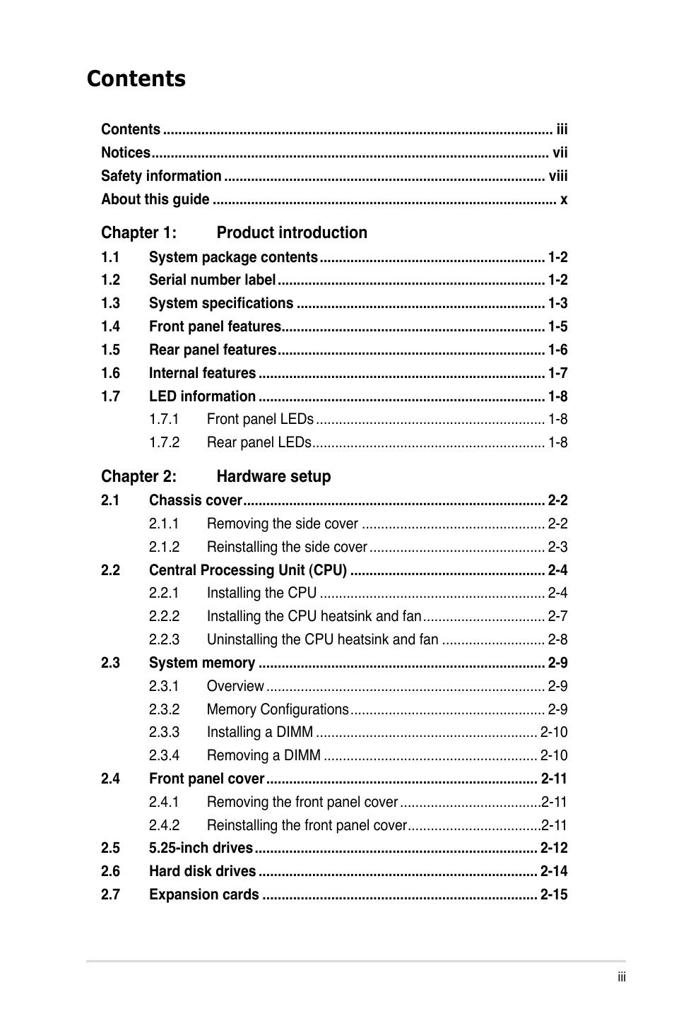 Asus TS100-E7/PI4 User Manual | Page 3 / 136