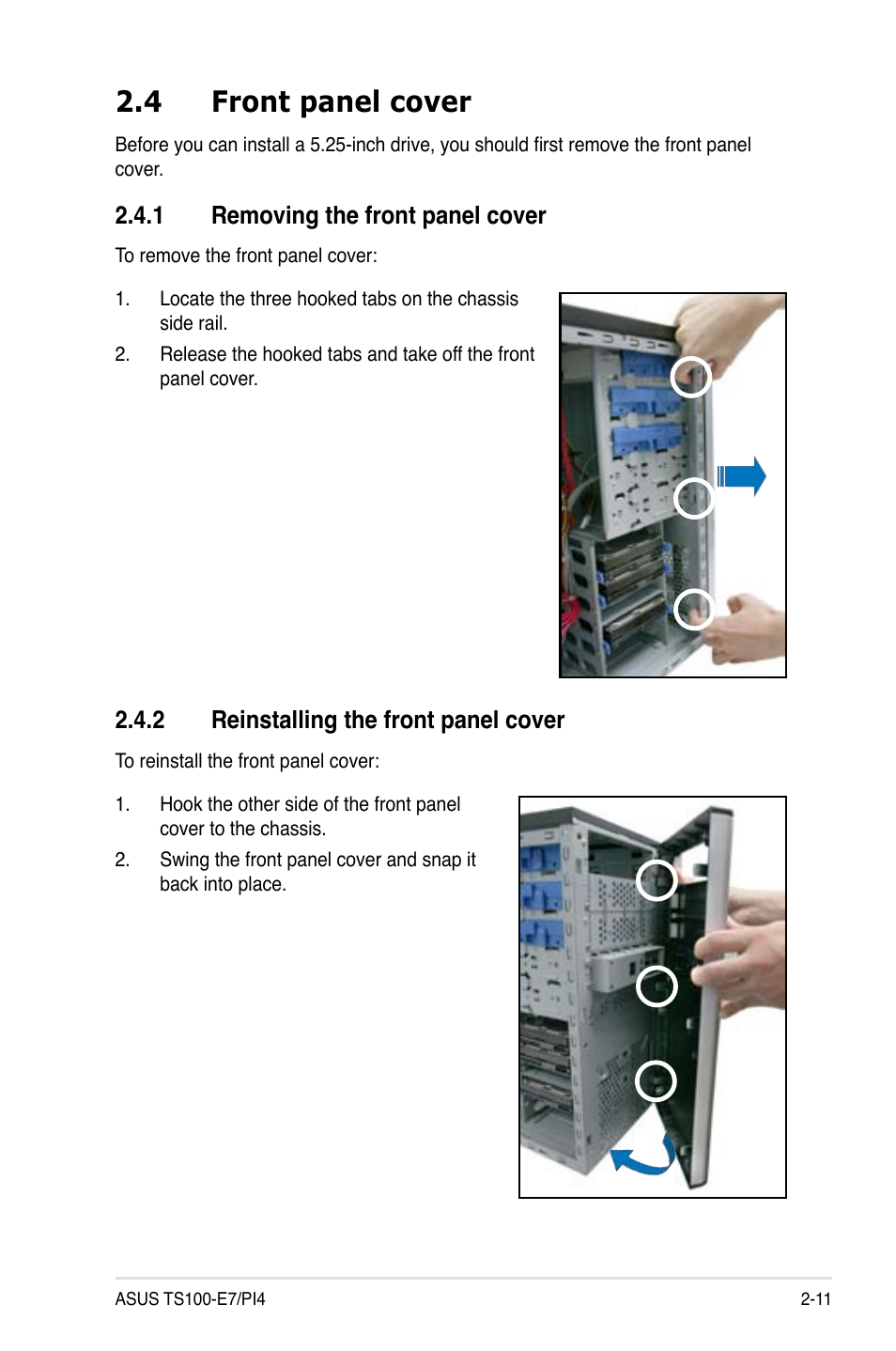 4 front panel cover | Asus TS100-E7/PI4 User Manual | Page 31 / 136