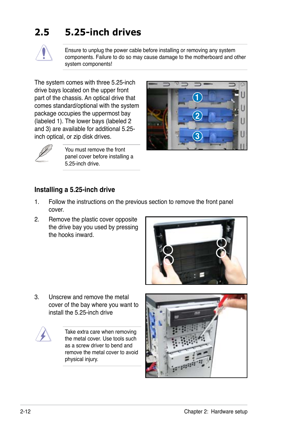 5 5.25-inch drives | Asus TS100-E7/PI4 User Manual | Page 32 / 136