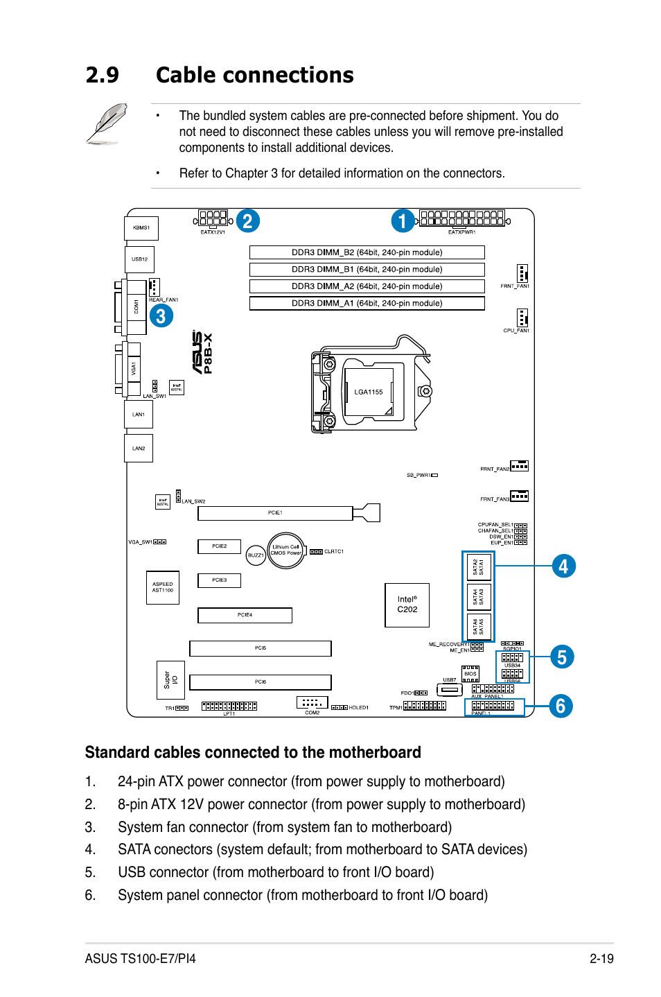 9 cable connections | Asus TS100-E7/PI4 User Manual | Page 39 / 136