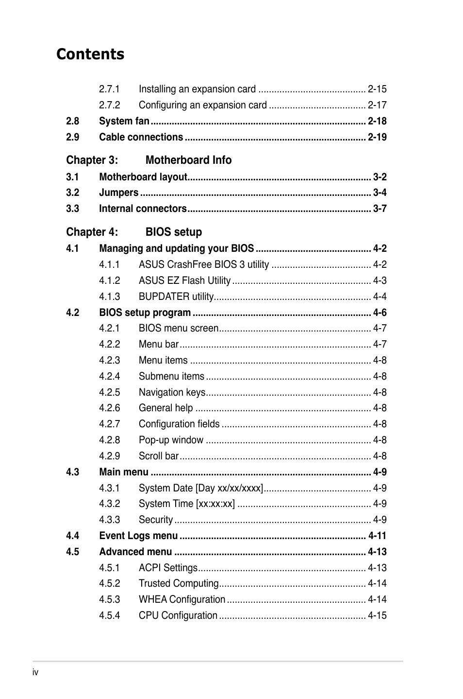 Asus TS100-E7/PI4 User Manual | Page 4 / 136