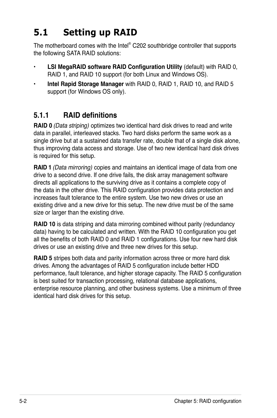 1 setting up raid, 1 raid definitions | Asus TS100-E7/PI4 User Manual | Page 86 / 136