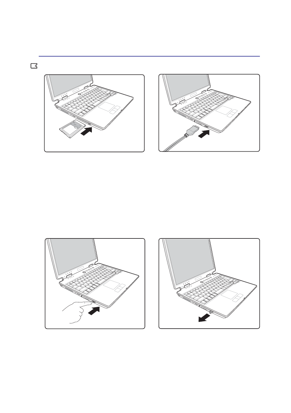 Inserting a pc card (pcmcia), Removing a pc card (pcmcia) | Asus Z61A User Manual | Page 37 / 70