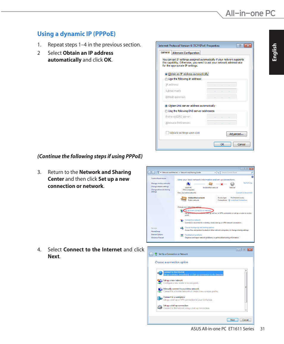 Using a dynamic ip (pppoe) | Asus ET1611PUT User Manual | Page 31 / 38