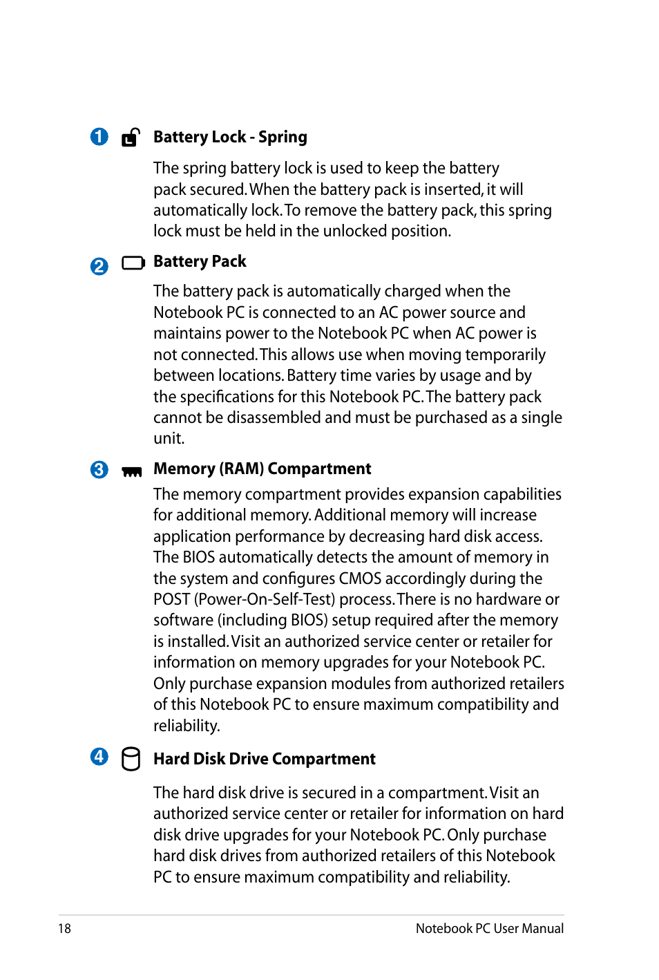 Asus X4LSM User Manual | Page 18 / 100