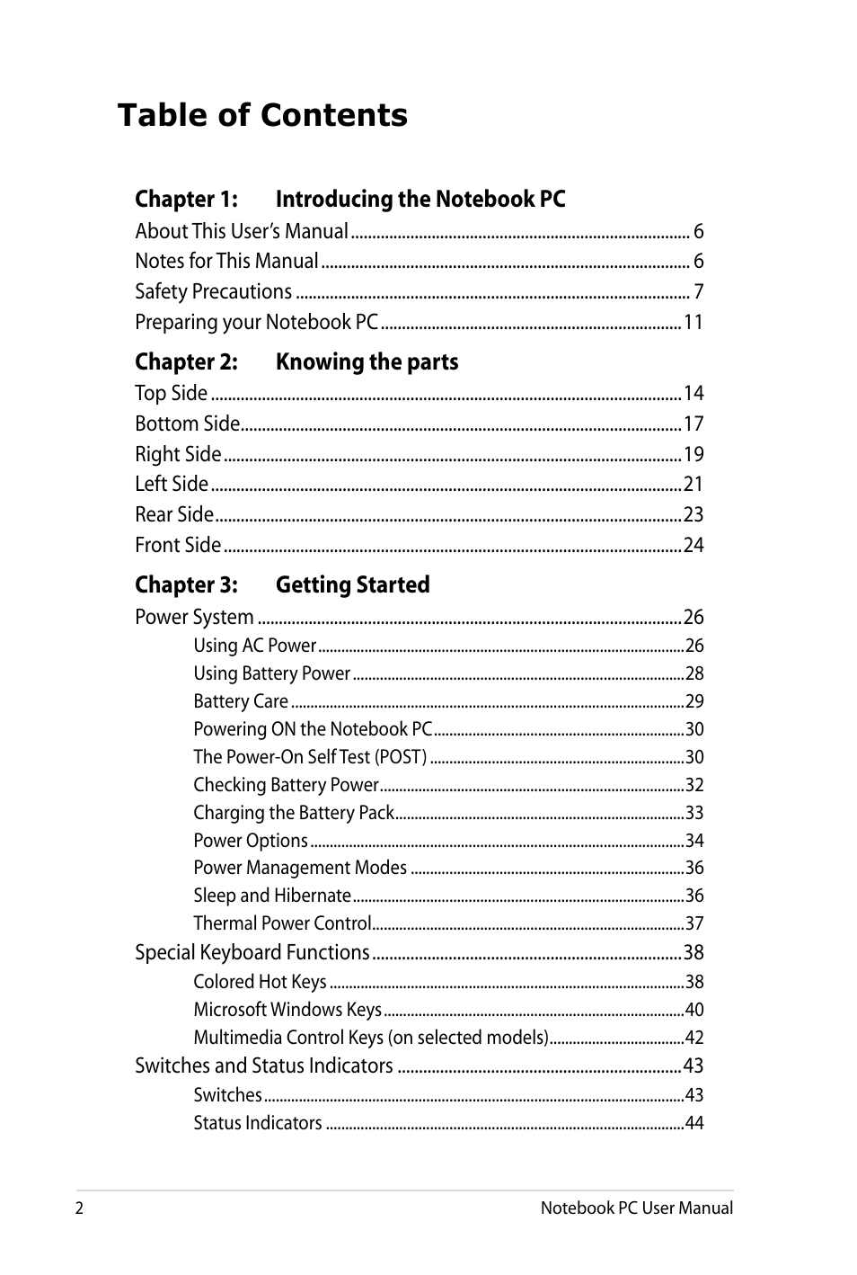 Asus X4LSM User Manual | Page 2 / 100