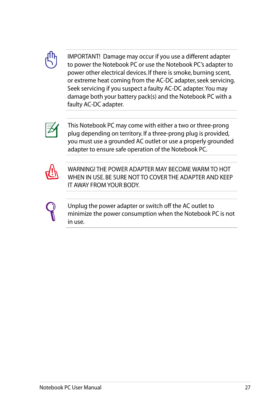 Asus X4LSM User Manual | Page 27 / 100