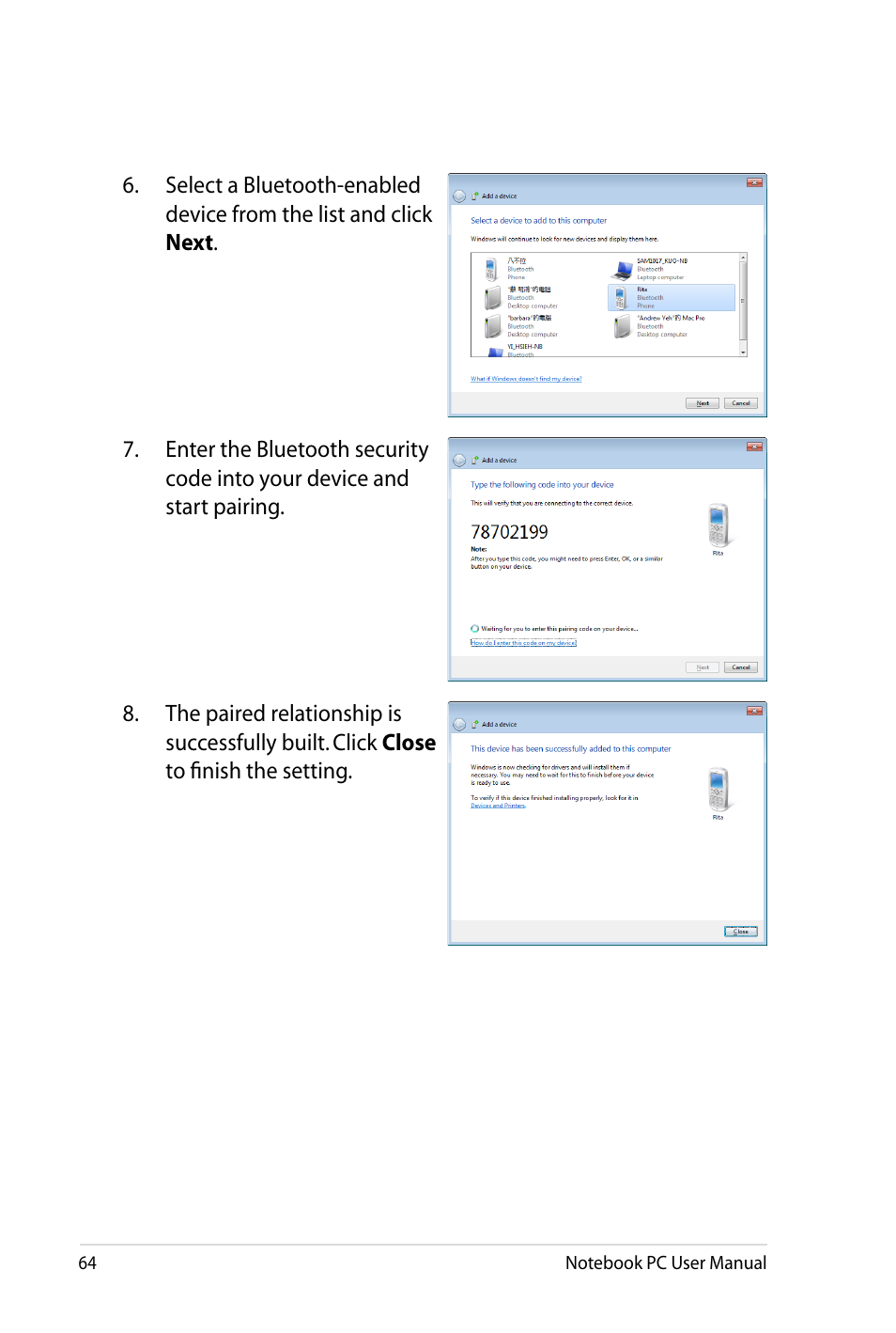 Asus X4LSM User Manual | Page 64 / 100